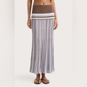 Faithfull the Brand Striped Maxi Skirt in Blue and Brown Tones